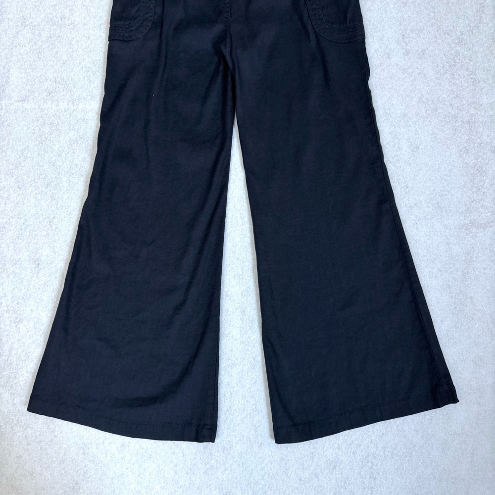 Anthropologie Womens Wide Leg Linen Blend Pants Size 25 Blue Boho Retro Preppy - Picture 8 of 15
